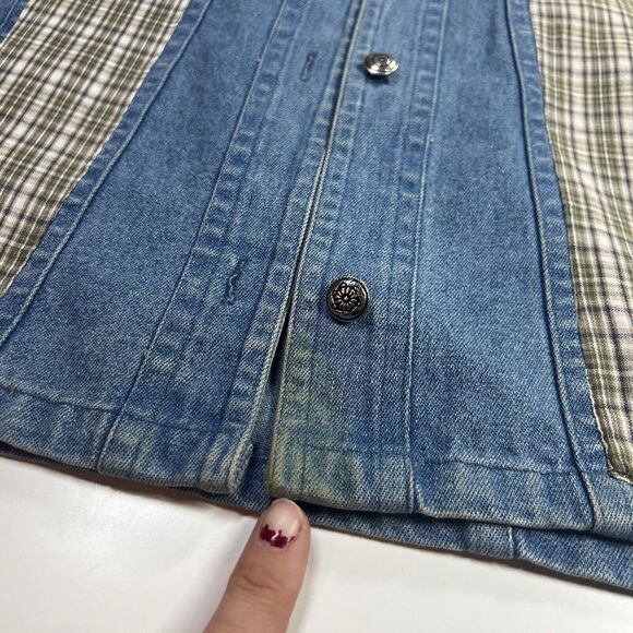 Vintage Denim Vest Quilted Patchwork Cottagecore Boho Western Festival Womens M - Picture 5 of 8